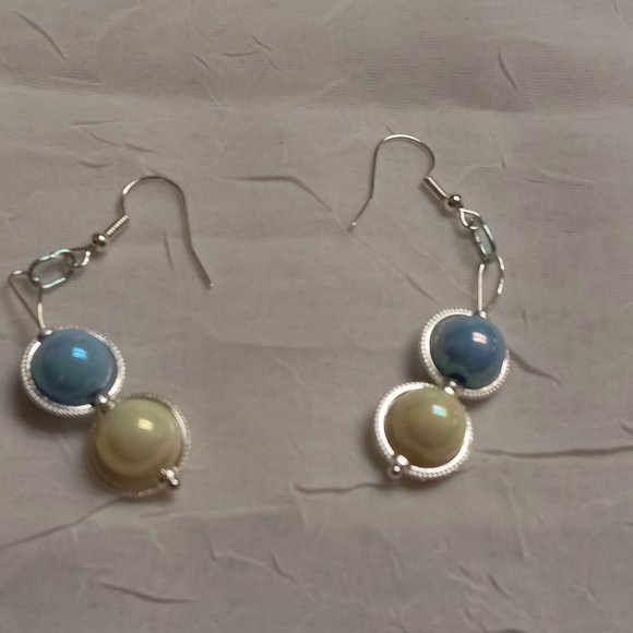 Steel Homemade Hand Crafted Dangled Earrings with Acrylic Beads #58 - Picture 9 of 14